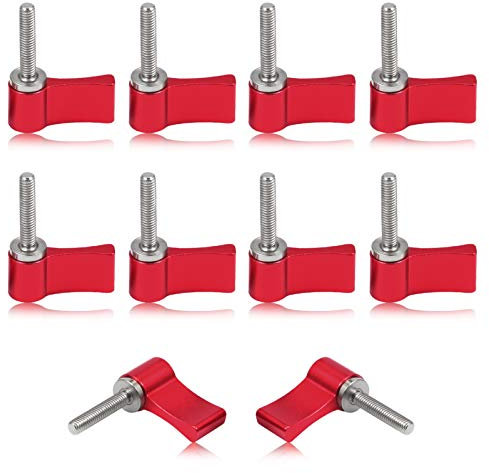 SPEEDWOX Lot de 10 boutons rotatifs à filetage mâle, M4 20 mm, réglable, bouton rotatif avec une ailette, en alliage d'aluminium rouge