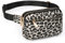 UTO Taillentasche Damen Herren Gürteltasche Wasserdichter Gürtel Synthetische leichte Mode-Taillentasche mit 3 Reißverschlusstaschen Leopardenmuster Grau
