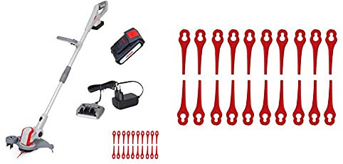 IKRA Akku Rasentrimmer IAT 20-1M inkl. Akku, Ladegerät & 20x Nylonmesser & 15130190 passend für Rasentrimmer IART 2520 & IAT 20-1M Nylonmesser Set 20 Stück