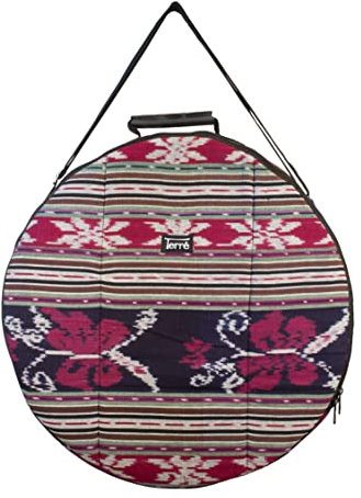Shamandrum Tasche ROT Töne aus Ikat-Webstoff Ø 60 cm für Schamanentrommel - im MYSEVENDO Set - Rund Ritual Drum Trageriemen Trommeltasche