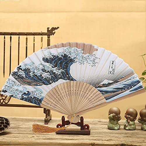 Éventails Pliants, Ventilateurs Pliables, Eventail Japonais, Ventilateurs Pliables Ventilateurs Portatif Éventails Japonais Ventilateur à Main en Soie pour Danse, Cadeau et Décoration Murale, 21cm