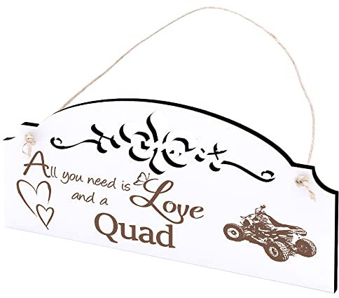 Schild Quad Deko 20x10cm - All you need is Love and a Quad - Holz Wanddeko Dekoration Wand