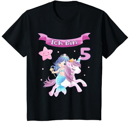 5. Geburtstag – Einhorn und Meerjungfrau Mädchen 5 Jahre T-Shirt