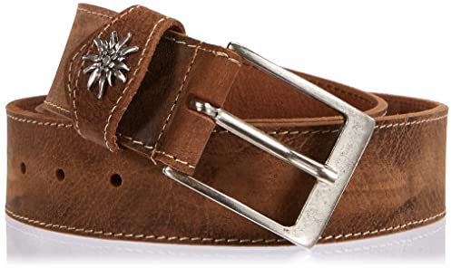 MGM Unisex Trachtengürtel mit Edelweiß Gürtel, Nougat, 85