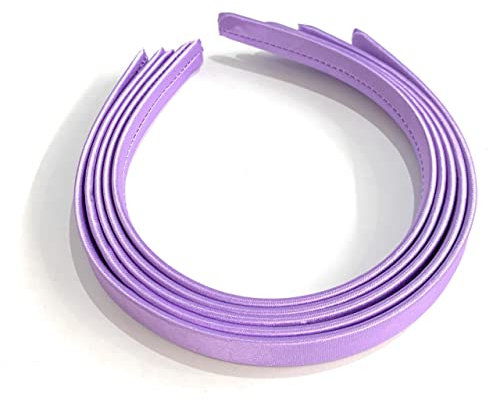 5 x 15mm Thick Plain Satin Headbands Pack School Girls Alice Hair Band DIY Headband Set UK (Lilac/Lavender Purple)