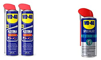 WD-40 Multi use Flexible and Specialist Lithium Grease, The Ultimate Automotive and Marine Multi-Purpose Lubricant, White, 400 ml Twin Pack
