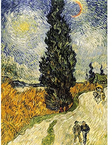Bristlegrass Wooden Jigsaw Puzzles for Adults 500 Pieces Van Gogh Famous Paintings - Road with Cypress and Star Gifts Art Collectibles Decorative Painting Puzzles (500 pcs)