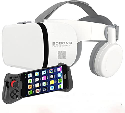 Full Screen Virtual Reality Goggle 3D VR Glasses With Remote Controller, Original Stereo 3D VR Glasses For IPhone 14 13 12 11 Pro Mini X R S Max Samsung Galaxy VR Set For IOS Android Phone (Color : W