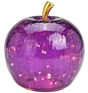 G. Wurm Deko LED Apfel mit 30 Led und Timer dunkellila 22x24x22