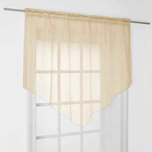 Arsvita Scheibengardine (Beige) mit Stangendurchzug 140x100 cm - Bistrogardine Transparent, Panneaux Voile, Zipfelgardine - Kurzstore mit Tunnelzug