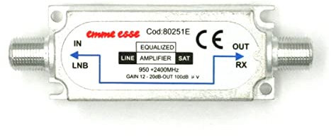 Emme Esse amplificatore di linea equalizzato SAT con guadagno 12-20dB F/75 ohm