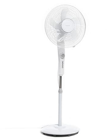 InnovaGoods® Ventilador, ventilador portátil 45W potencia, ventilador pedestal, ventilador oscilante con 5 aspas, ventilador 3 velocidades con temporizador. Color Blanco