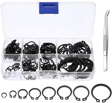 Circlip,Anelli Elastici, C Clips, Anelli di Sicurezza, Anelli Seeger Interni, Set di Assortimento di Anelli Elastici di Ritenzione Esterni con le Pinzette, per Alberi e Altre parti Mobili, 160 Pezzi