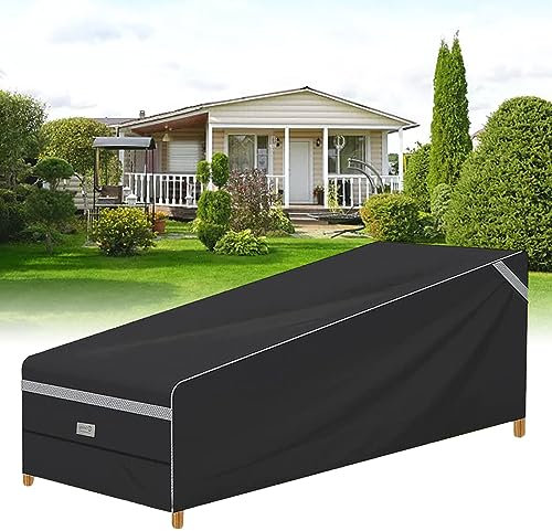 longziming Housse de protection pour chaise longue de jardin - Housse de protection pour Sun Lounger Garden - Housse de protection avec 4 boutons coupe-vent Oxford 210D 200 x 75 x 40/70 cm - Noir