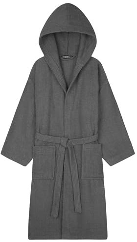 CityComfort Bademantel Damen Frottee mit Kapuze, Baumwolle Sauna Bademantel Damen, Morgenmantel Damen und Teenager S - XL - Geschenke für Frauen (Anthrazit, M)