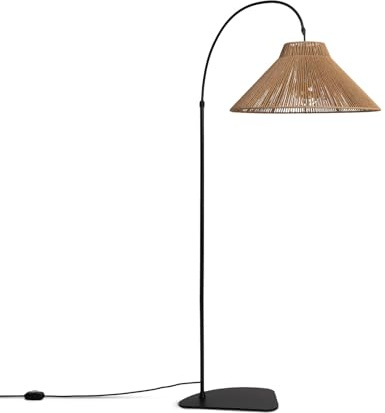 LEDKIA Stehlampe Außen Metall und Seil Montreal Natürlich | Handgefertigter Seillampenschirm | Geeignet für E27-Glühbirnen | IP44 Schutz für Innen & Außen