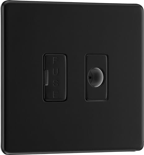 BG Electrical Screwless Flat Plate Fused Connection Unit with Cable Outlet, Matt Black, 13 Amp