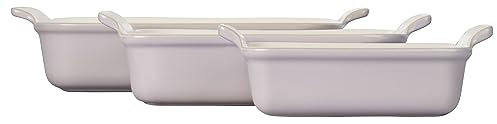 Le Creuset Lot de 3 plats rectangulaires en céramique - Échalote, 1,1 l, 2,5 l et 4 l