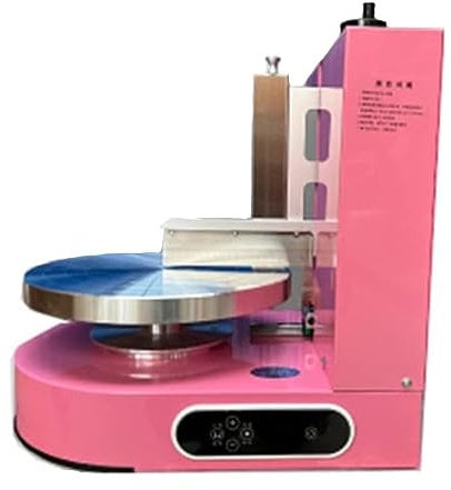 SKIHOT Automatic Birthday Cake Smoothing Coating Machine,Cake Bread Cream Jam Spreader,200w 4-12 Inch,Edge Smoothing Polisher Fast Cake Decrating Pan,Pink-220V