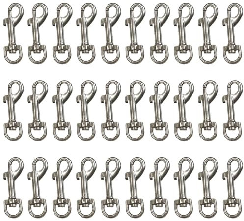 MICREEN Karabiner 30er Set, Hundeleine Karabinerhaken mit 360° Drehgelenk für Hundeleine Halsband Gurtband Tasche mit Camping Wandern Schlüsselanhänger