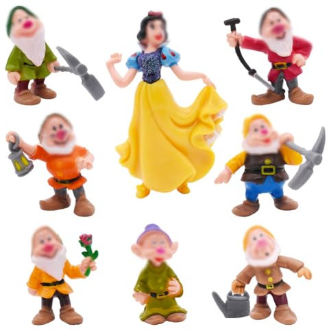 NTEVXZ 8Pcs Princesse Cake Toppers, Blanche Neige et Sept Nains Figurine, Mini Figurines de Princesse, Cartoon Cake Topper, pour Enfants Décoration de Fête d'anniversaire
