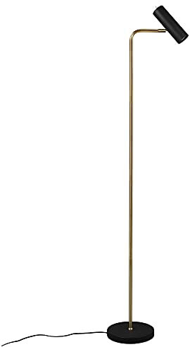 Steh Lampen Leuchten Wohnzimmer Leselampe Stehlampe, Spot beweglich, schwarz messing, 1x GU10, H 151 cm