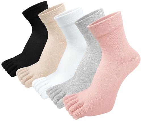 ZFSOCK Zehensocken Damen Baumwolle Bunt Sport Five Finger Socken Zehen Einzeln Laufen Socken Classic-5 Paar 36-41