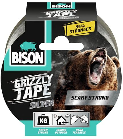 Bison grizzly tape zilver - 25 meter