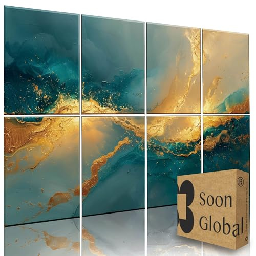Soon Global Akustikwandpaneele Kunst-Akustikplatten Ozeanischer Glanz | Schallabsorbierende Wandkunst, dekorative akustische Wandpaneele, zum Abziehen und Aufkleben, schalldicht, 121,9 x 81,3 cm