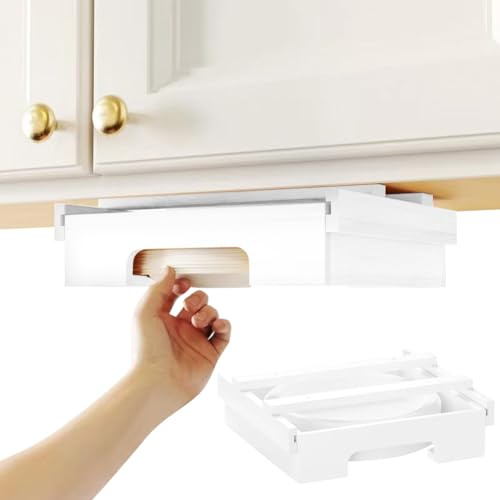 LKUOU 10 Inch Paper Plate Holders,Paper Plate Dispenser,Disposable Plate Dispenser Under Cabinet,Plate Organizer for Cabinet Space Saver (Color : White)