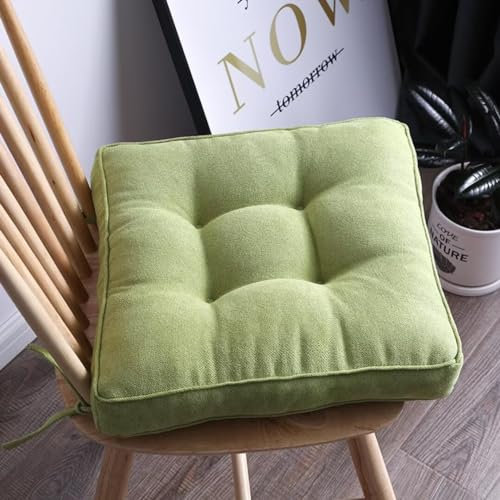 2er Set Stuhlkissen mit Bändern, Sitzkissen Boden für Indoor und Outdoor, Waschbare Stuhlauflage für Bank und Stuhl, Bodenkissen für Zuhause Büro Küche Esszimmer,Grün,Quadrat, 45x45cm
