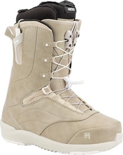 Nitro Damen Crown TLS Leichter Snowboardboot mit Schnellschnürsystem Allround Freestyle Freeride Softboot, Sand, 25,5