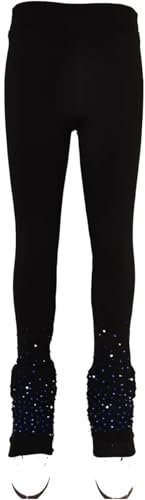 LIUHUO LUHUO Ice Skating Pants Girls Black Fleece Quality Rhinestones Skate Train Wear