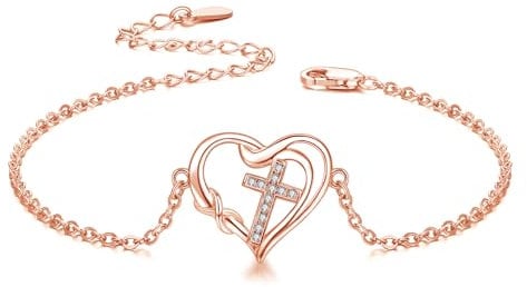 CUOKA MIRACLE Kreuz Armband für Mädchen 925 Sterling Silber Herz Kreuz Armband Damen Kreuz Armband Unendlichkeit Geschenke Schmuck für Tochter