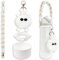 Silicone Boot Set for Owala Water Bottle 24 oz, Includes Water Bottle Handle Strap & Cartoon Charm, Perfect Owala Accessories, Fits Owala Tumbler, Owala Free Sip, for Pink owala (White)