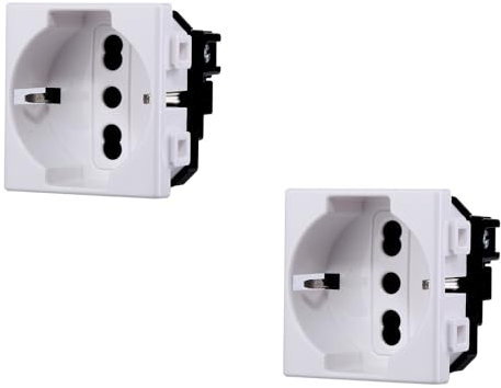 Presa schuko 2P+T 10/16A 230V compatibile Bticino Matix di colore bianco