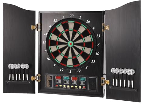 RjcdOPL Elektronische Dartscheibe mit 12 Dartpfeilen, 27 Spielmodi, LED-Anzeige und automatischem Zählen, für Häuser, Bars, Büros, 1 bis 16 Spieler (Schwarz, Standard)
