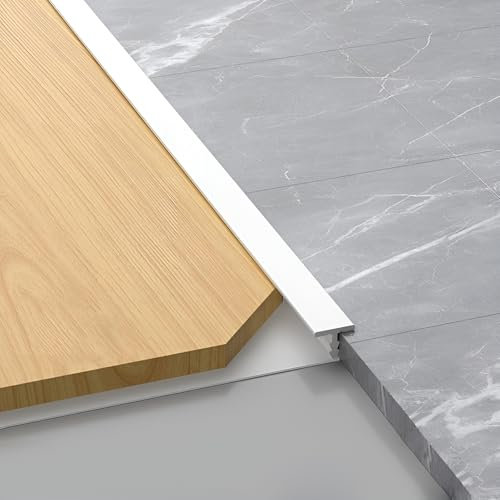 Tapajuntas Suelo Tira De Transición De Aluminio, 3 Pieza * 100cm, Cubrecantos Para Juntas Entre Suelo Y Baldosa, Barra De Transición(White,1cm/0.39in)
