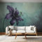 Papier Peint Panoramique Aquarelle Orchidée Pivoine, Papier Peint Intissé Violet Sombre Fleurs Abstrait Modèle, Photo Trompe l'oeil Grand Mural, pour Salon Chambre Décoration Murale 250x175 cm
