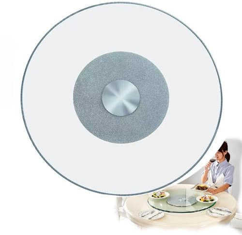 OPOLDBDMAC 60/70/80/90cm Drehteller Lazy Susan Für Tischplatte, Esstisch Drehplatte Aus Gehärtetem Glas, Drehplatte Rund Glasscheibe Plattenteller Leicht Zu Teilen Lebensmittel(Silver,70cm/27inch)