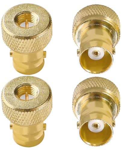 KUOQIY 4 Piezas Adaptador BNC Hembra a SMA Macho, Conectores Coaxiales SMA a BNC, para Radios de Dos Vías, Dispositivos LAN Inalámbricos, Cables Coaxiales, Chapado en Oro