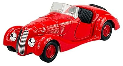 Welly Modell Auto Kompatibel mit BMW 328 Roadster Cabrio Offen Rot Oldtimer 1937-1939 ca 1/34-1/39 Metal Modell Auto Die Cast Neu im Kasten