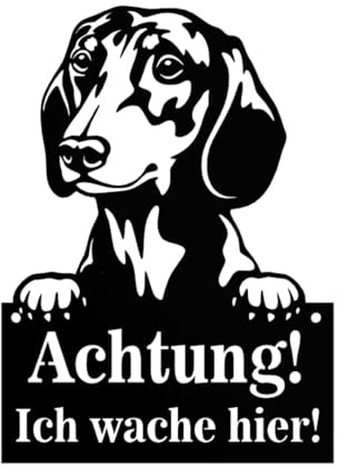 Anwicar Vorsicht Hund Schild - Warnschild aus Stahl 1,5 mm - Wetterfestes Hundeschild für Außen - Achtung Hund Türschild - Hunde Schilder Gartenzaun - Dackel - Schwarz