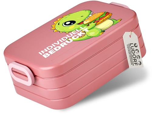 #teamludorf MEPAL Lunchbox midi – Mauve | Personalisierbare Brotdose für 4 Brote (900 ml) | Mit Dichtung & Trenneinsatz | BPA-frei, spülmaschinenfest | Vesperdose für Schule & Büro (MAUVE)