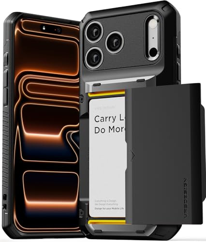 VRS DESIGN Damda Glide Pro Kartenhalter-Schutzhülle für iPhone 17 Pro Max (2025), robuste, halbautomatische Kartenschlitz-Brieftasche, 4 Kartenfächer, entworfen für iPhone 17 Pro Max (2025