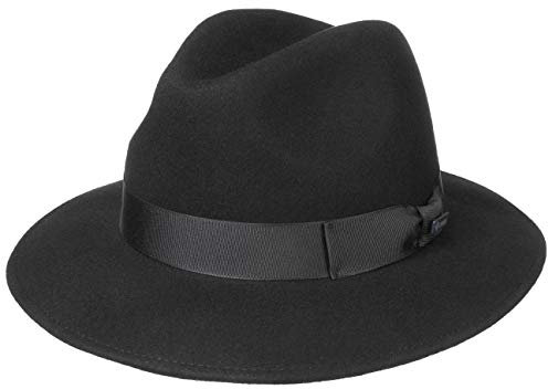 Lipodo New York Traveller Filzhut Damen/Herren - Wollhut Made in Italy - Hut aus 100% Wollfilz - Wollfilzhut Damen/Herren - Herrenhut Sommer/Winter schwarz XL (60-61 cm)