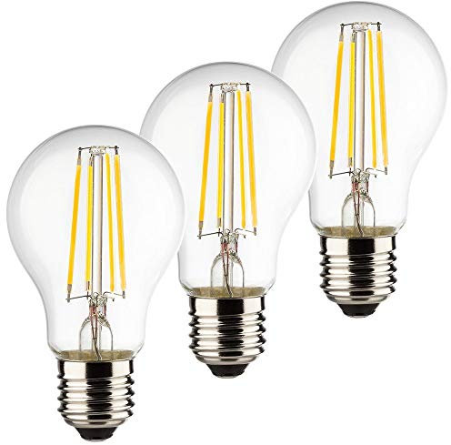 Müller-Licht 3er-Set Retro-LED Birnenform ersetzt 40 W, Glas, E27, 4 W, Silber, 6 x 6 x 10.6 cm, 3 Einheiten