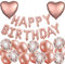Anniversaire Ballon Or Rose Kit Guirlande Happy Birthday Ballon,Décoration de joyeux anniversaire en Or Rose pour Les Filles,Confettis Rose Or Latex Ballons coeur