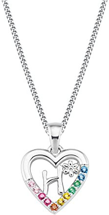 Prinzessin Lillifee Kette mit Anhänger 925 Sterling Silber Mädchen Kinder Halsschmuck, mit Zirkonia synth., 35+3 cm, Silber, H, Kommt in Schmuck Geschenk Box, 2027882