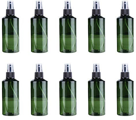 MoreChioce Flacon Spray Vide Plastique, 10pcs 200 ml Flacon Vaporisateur Flacons Vide Voyage Flacon de Parfum Rechargeable Pulvérisateur à Brume Réutilisables Flacon de Parfum,Vert + Noir